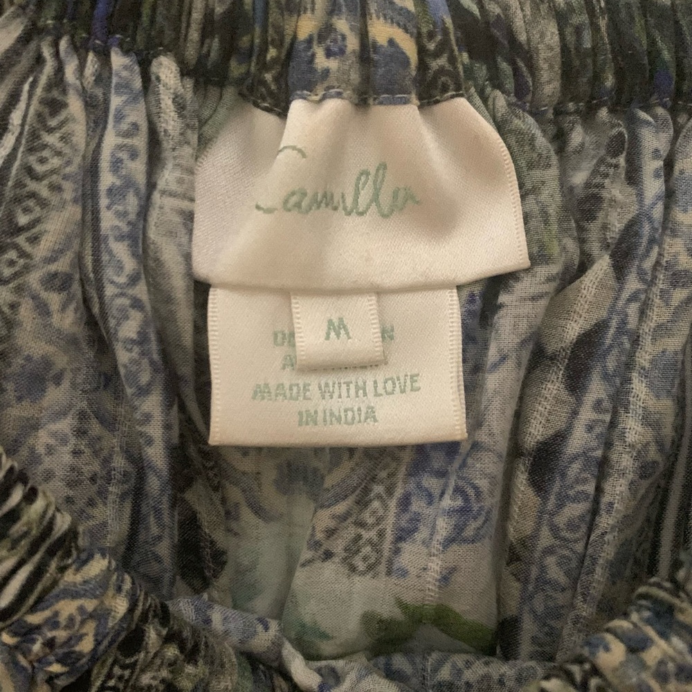 Camilla Blue Multi Off-Shoulder Crochet Trim Crop Top - Picture 6 of 10